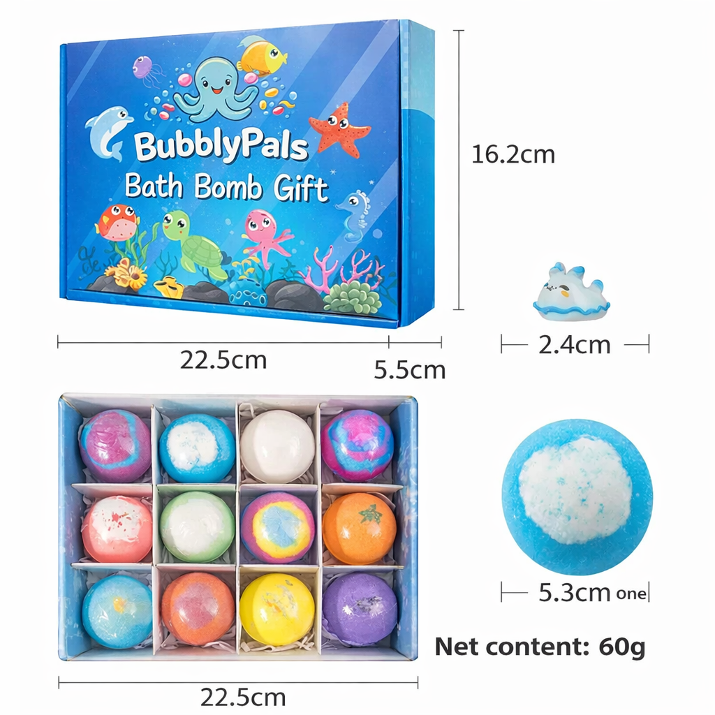 12-Piece Ocean Bath Bomb Gift Set with Surprise Toys Inside